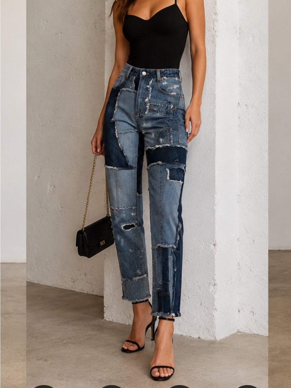 NWT Dolce & Gabbana Patchwork Distressed Straight Leg Blue Denim Jeans Size 38